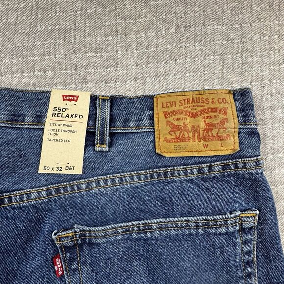 NWT Levis 550 Relaxed Jeans Men 50x32 B&T Tapered Work Denim - Picture 7 of 12